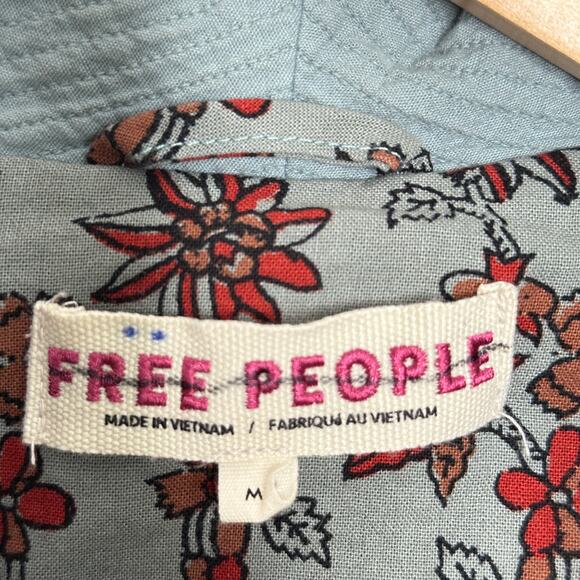 FREE PEOPLE Rowan Double Breasted Gauze Oversized Blazer Sage Blue Sz M {P28} - Picture 9 of 10